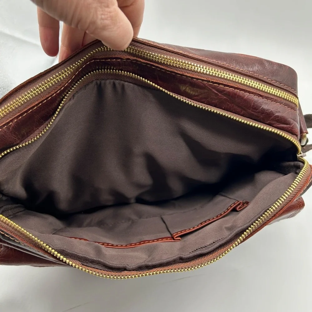 Leather Messenger Bag Brown Business Laptop Shoulder Briefcase Handbag‎